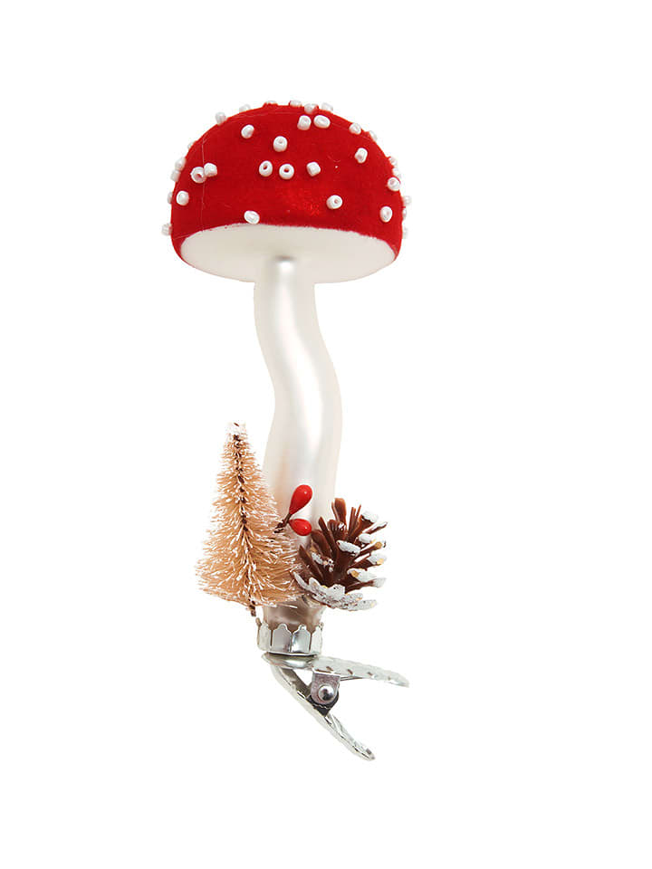 Krebs Glas Lauscha Ozdoba choinkowa w kolorze biało-czerwonym - wys. 10 cm rozmiar: onesize