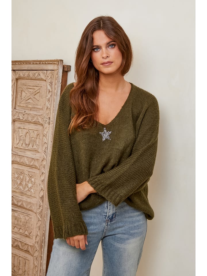 Joséfine Sweter "Iseult" w kolorze khaki rozmiar: M