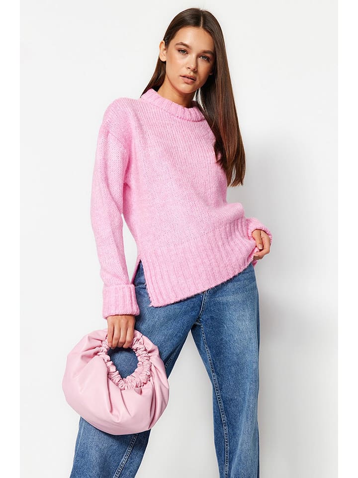 trendyol Sweter w kolorze jasnoróżowym rozmiar: L