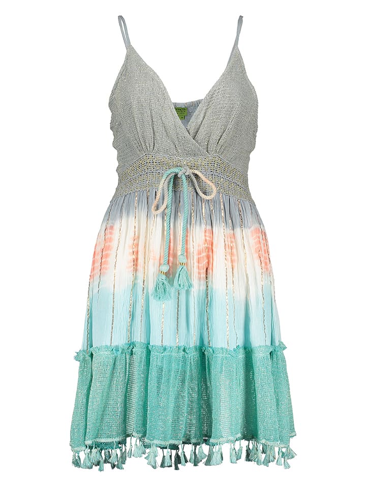 Tarifa Sukienka w kolorze turkusowo-biało-oliwkowym rozmiar: L