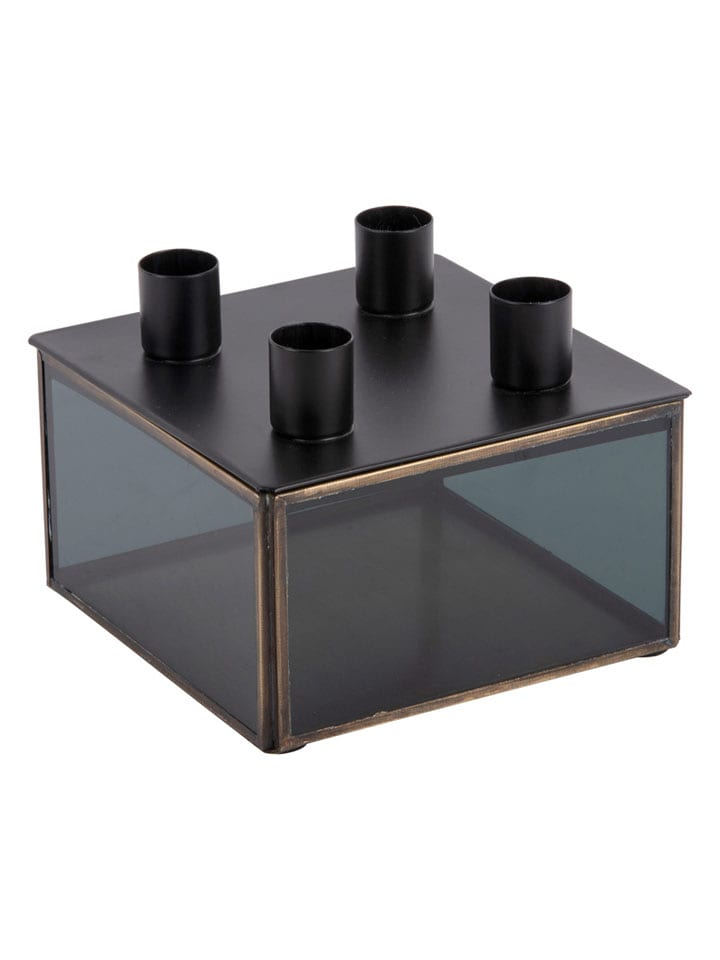 Present Time Świecznik w kolorze czarnym - 14 x 11 x 14 cm rozmiar: onesize