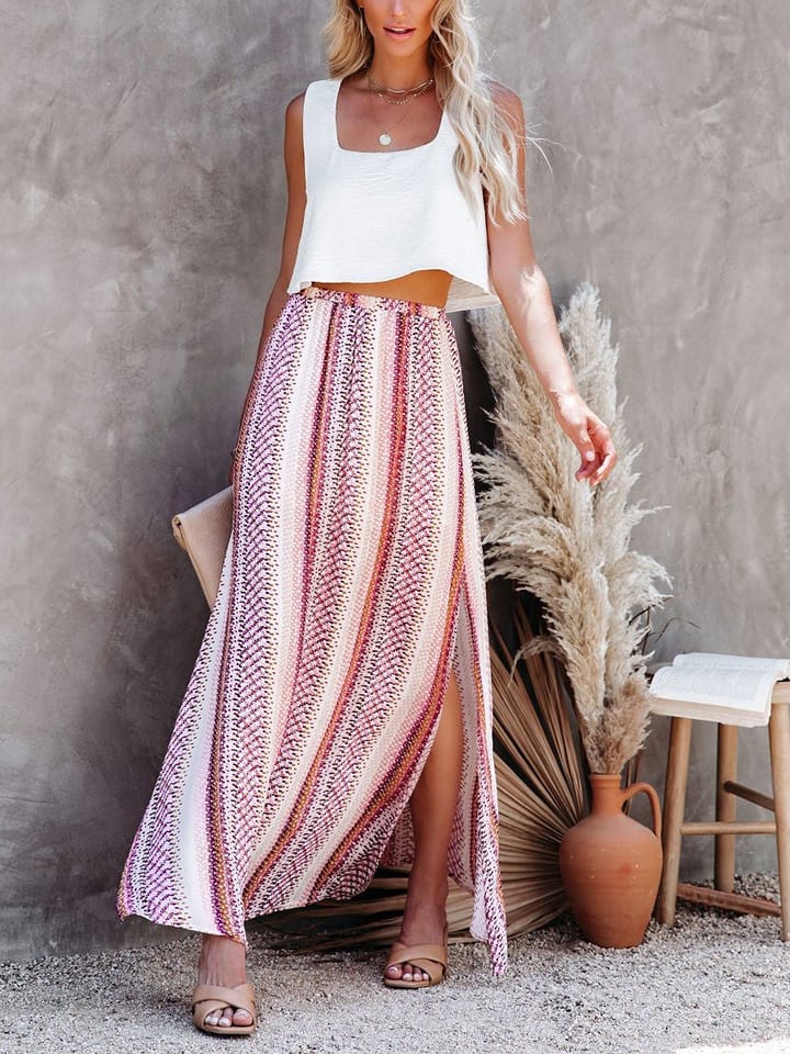 Milan Kiss Spódnica w kolorze jasnoróżowo-kremowym ze wzorem rozmiar: L