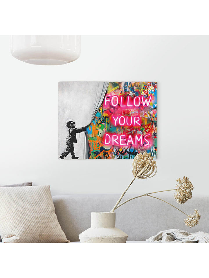 Orangewallz Druk artystyczny "Curtain Boy" na szkle rozmiar: 40x50 cm