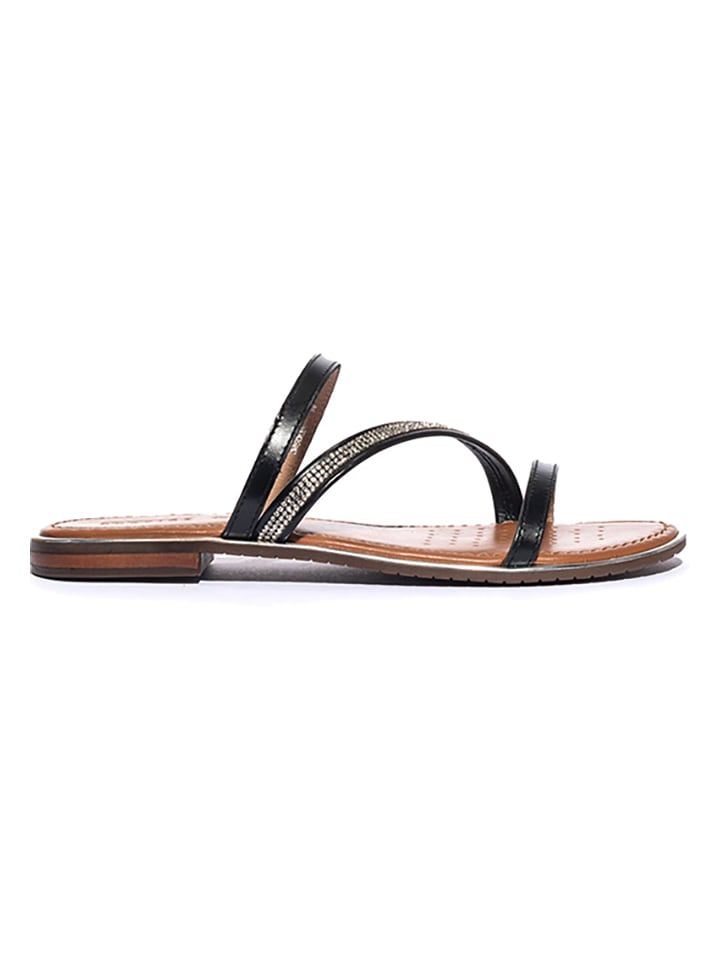 Geox Skórzane klapki "Sozy Plus" w kolorze czarnym rozmiar: 37