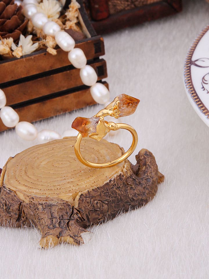 Pierres delicates Pozłacany pierścionek z cytrynami rozmiar: onesize