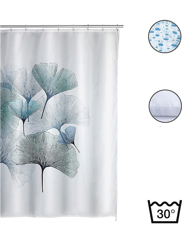 Wenko Zasłona prysznicowa "Ginkgo" w kolorze biało-zielonym - 200 x 180 cm rozmiar: onesize