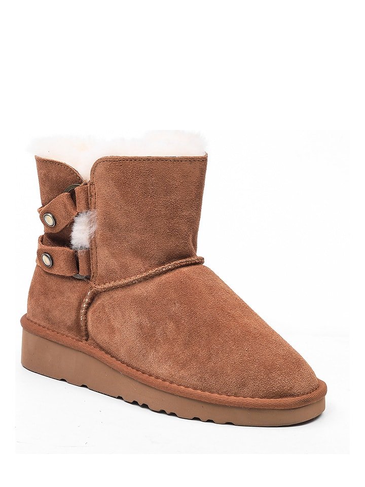 Gooce Skórzane botki zimowe "Shirley" w kolorze jasnobrązowym rozmiar: 40