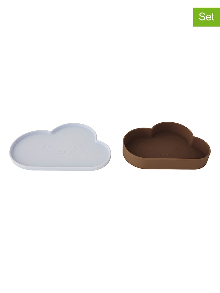 OYOY mini 2-częściowy zestaw naczyń "Chloe Cloud" w kolorze błękitno-brązowym rozmiar: onesize