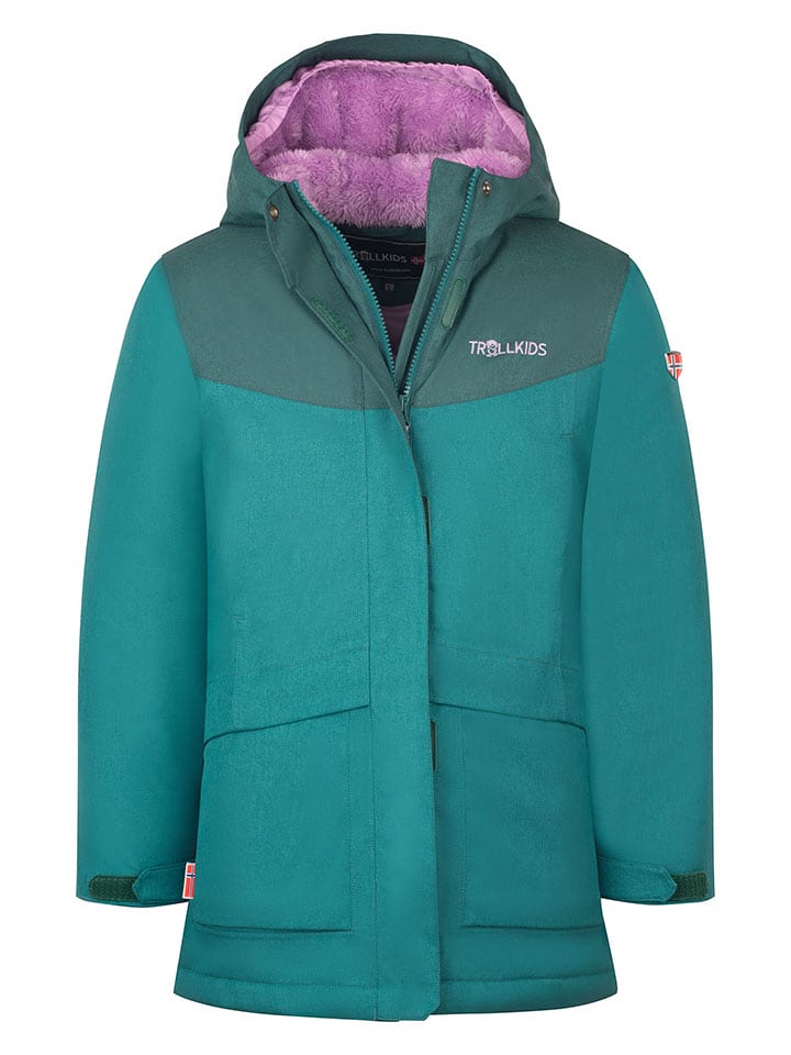 Trollkids Płaszcz zimowy "Oslo" w kolorze morskim rozmiar: 140