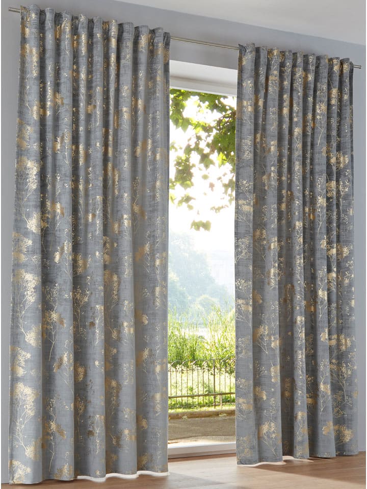 heine home Zasłona dekoracyjna w kolorze złoto-szarym rozmiar: 175x140 cm