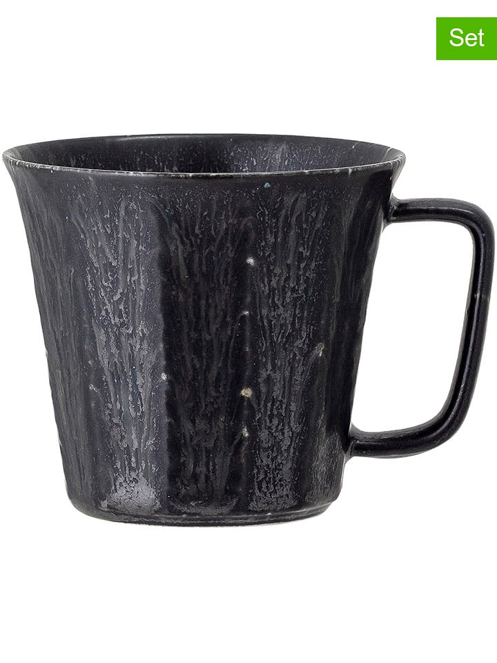 Bloomingville Kubki (4 szt.) "Yoko" w kolorze czarnym - 320 ml rozmiar: onesize