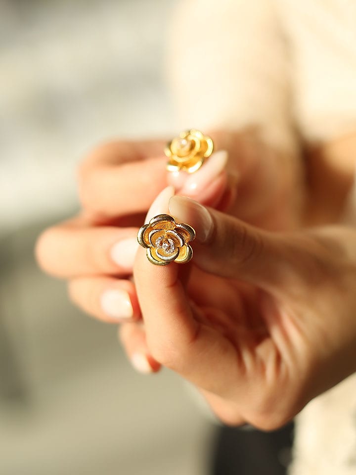 Pierres delicates Pozłacane kolczyki-wkrętki z cyrkoniami rozmiar: onesize