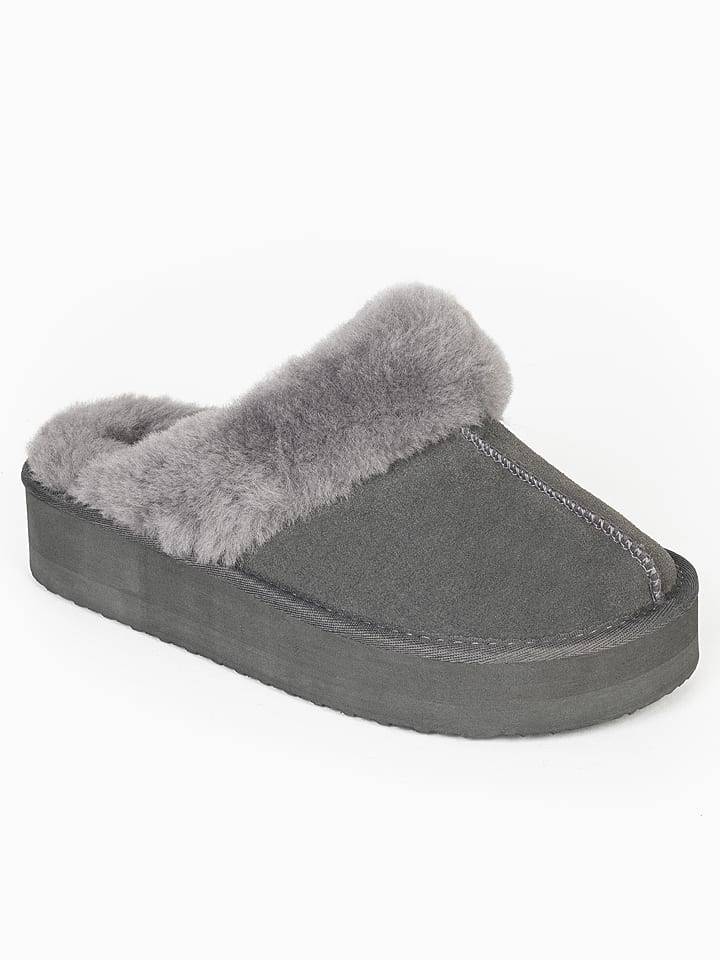 Gooce Wełniane kapcie "Emeline" w kolorze szarym rozmiar: 38