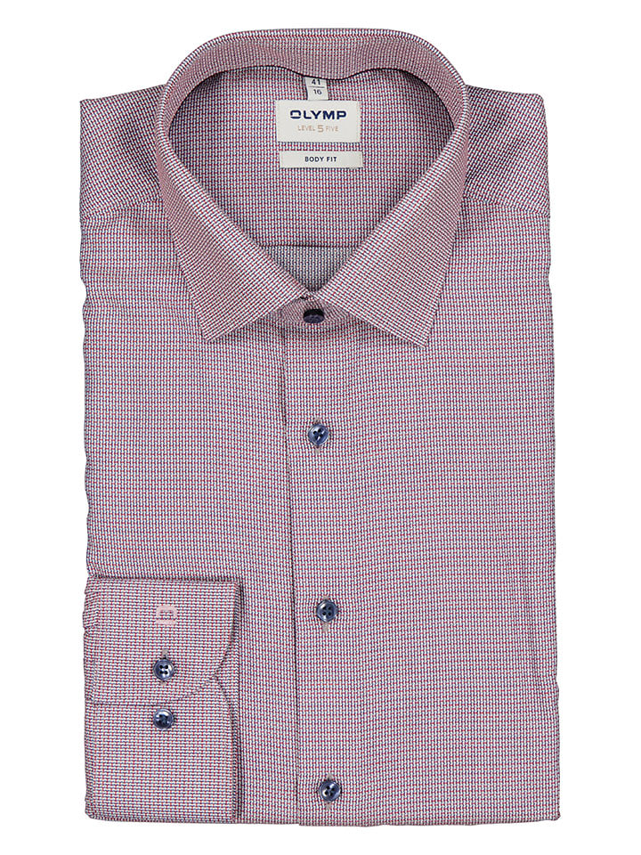 OLYMP Koszula "Level 5" - Body fit - w kolorze ciemnoczerwono-białym rozmiar: 38