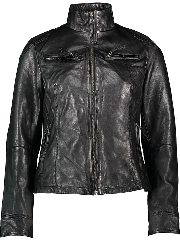 7eleven Skórzana kurtka "Sevia" w kolorze czarnym rozmiar: 46