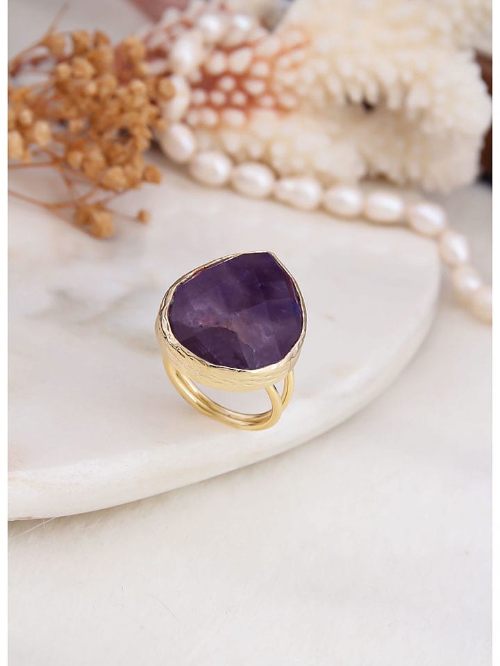 L'Atelier de Gaia Pozłacany pierścionek z ametystem rozmiar: onesize