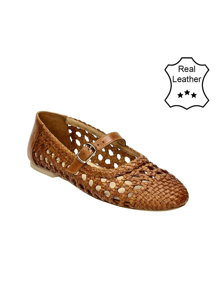 Bullboxer Skórzane baleriny w kolorze jasnobrązowym rozmiar: 38