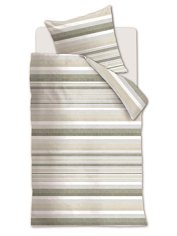 Rivièra Maison Komplet pościeli "Sturdy" w kolorze beżowo-zielonym rozmiar: 155x220 cm