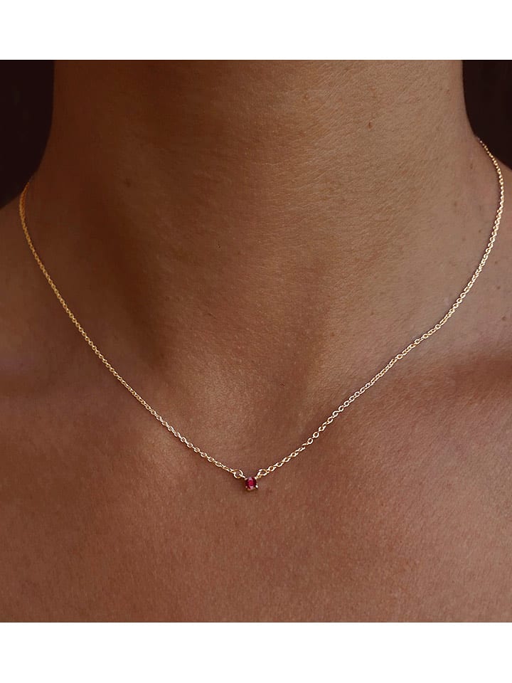 Les Petites Précieuses Pozłacany naszyjnik z rubinem - dł. 40 cm rozmiar: onesize
