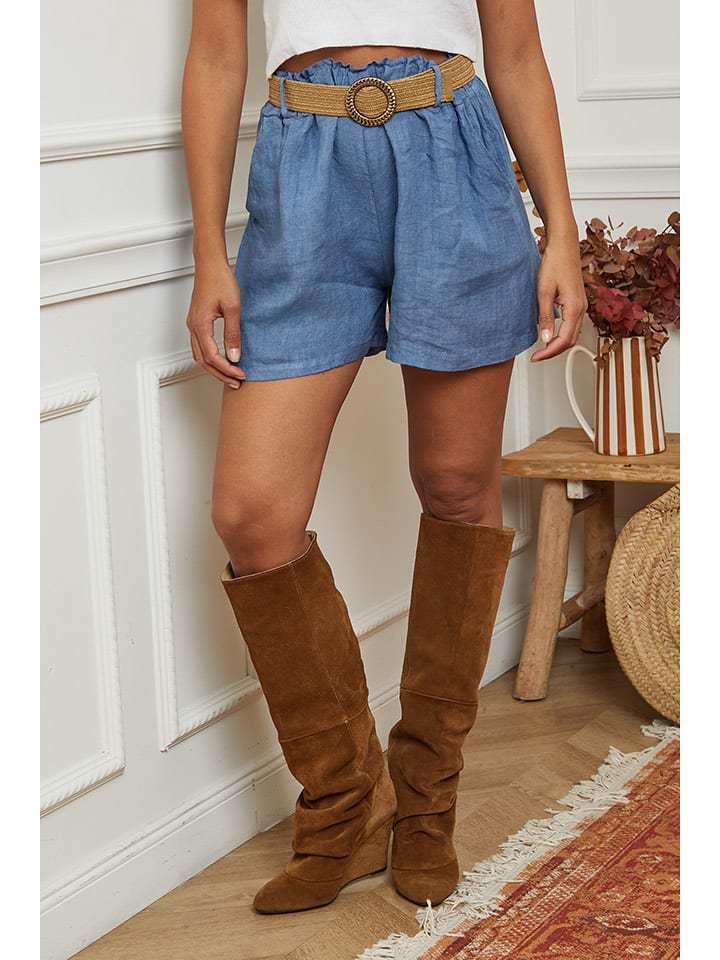 La Compagnie Du Lin Lniane szorty w kolorze błękitnym rozmiar: L