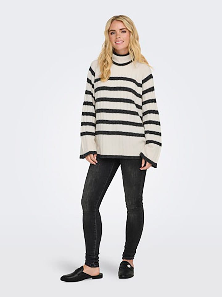 JDY Sweter w kolorze kremowo-antracytowym rozmiar: M/L