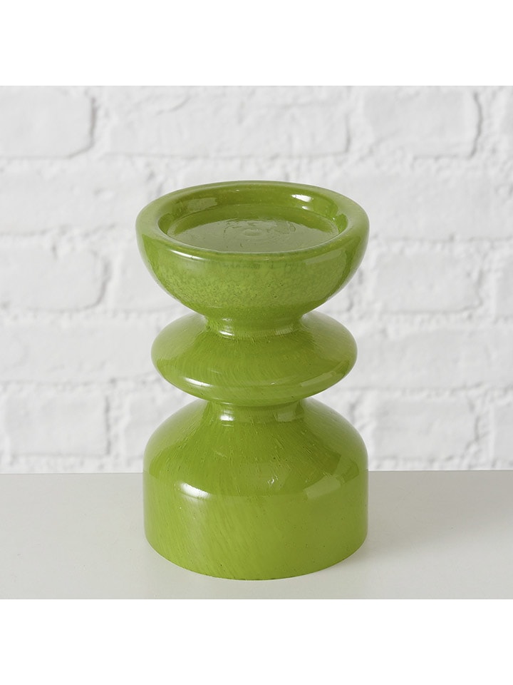 Boltze Świecznik "Peolina" w kolorze zielonym - wys. 15 cm rozmiar: onesize
