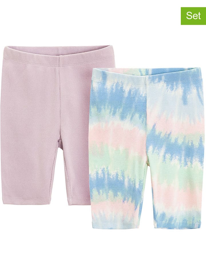 COOL CLUB Legginsy (2 pary) w kolorze błękitno-jasnoróżowo-zielonym rozmiar: 140