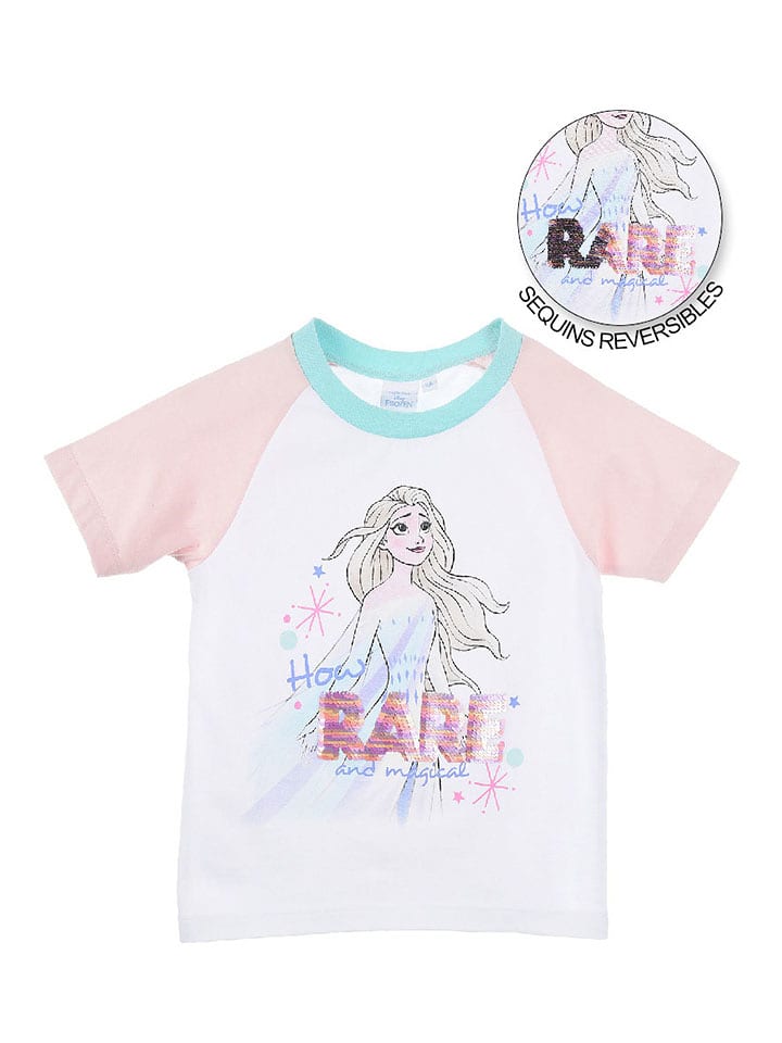 Disney Frozen Koszulka "Kraina Lodu" w kolorze biało-jasnoróżowym rozmiar: 104