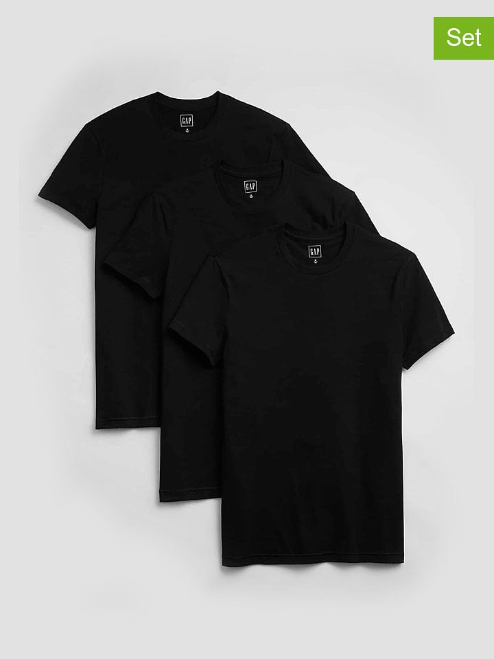 GAP Koszulki (3 szt.) w kolorze czarnym rozmiar: L