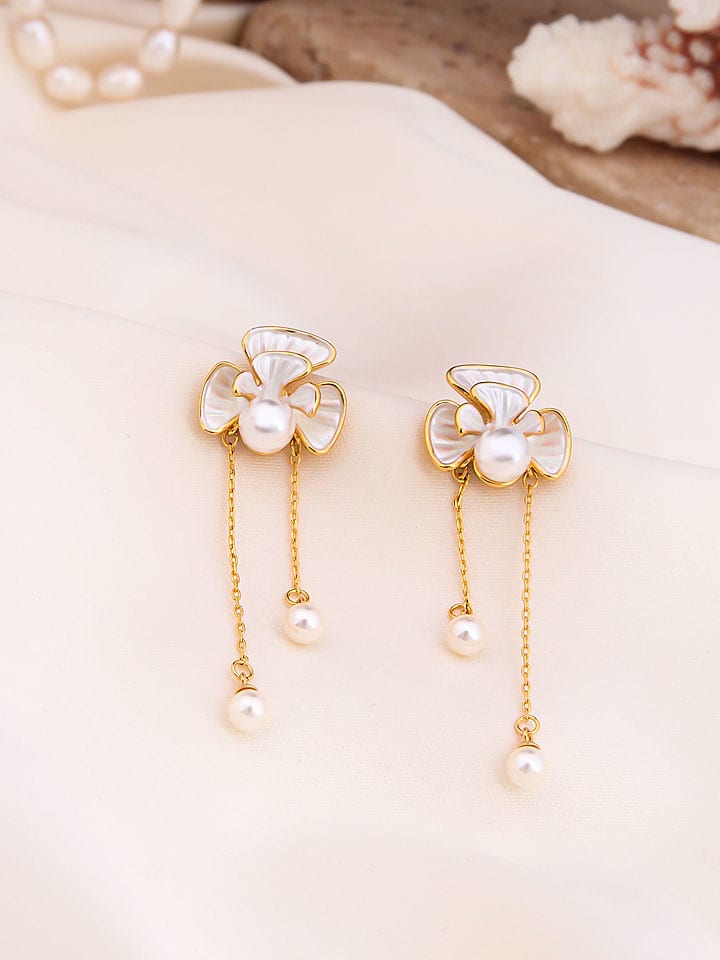 Pierres de Jade Pozłacane kolczyki-wkrętki z perłami rozmiar: onesize