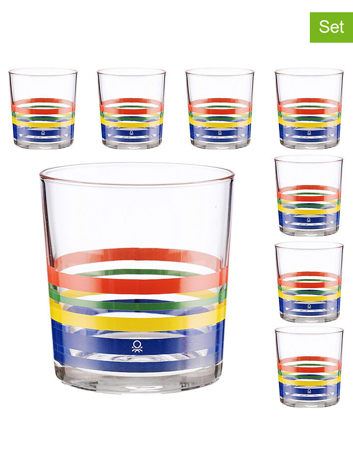 Benetton Szklanki (8 szt.) ze wzorem - 330 ml rozmiar: onesize
