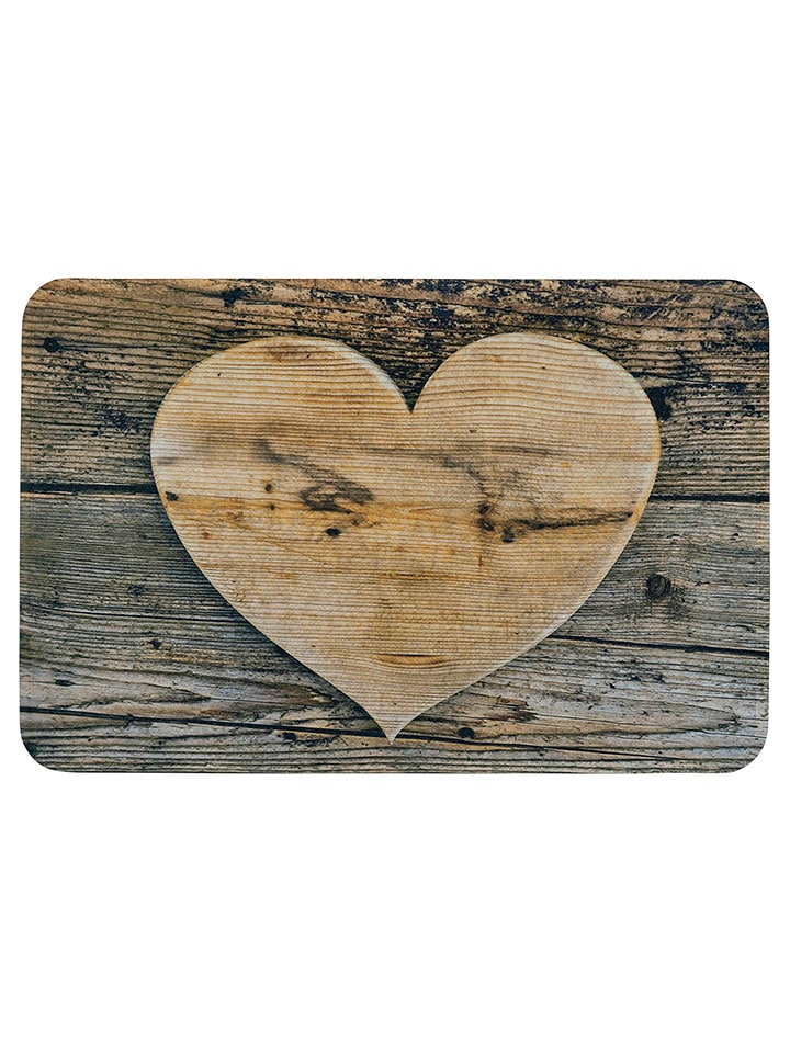 Mars & More Wycieraczka "Heart" w kolorze jasnobrązowym - 50 x 75 cm rozmiar: onesize