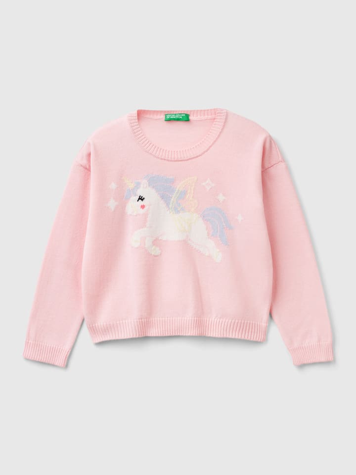 Benetton Sweter w kolorze jasnoróżowym rozmiar: 98