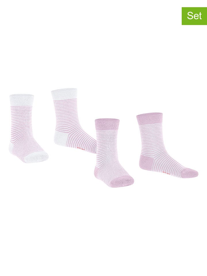 ESPRIT Skarpety (2 pary) "Fine" w kolorze biało-jasnoróżowym rozmiar: 35-38