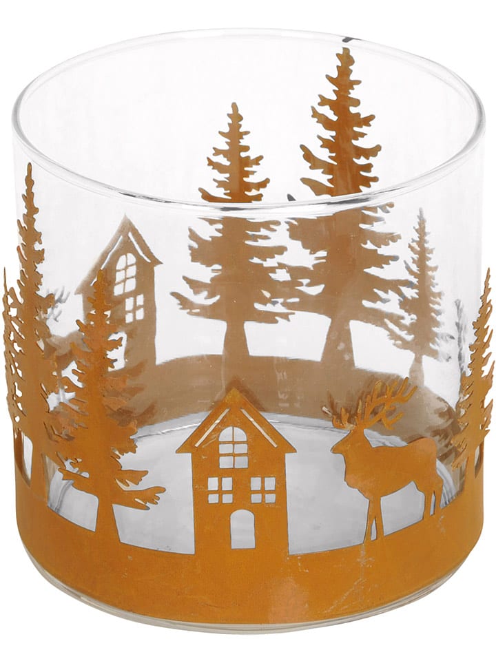 POSIWIO Świecznik w kolorze jasnobrązowym - wys. 15 x Ø 15 cm rozmiar: onesize