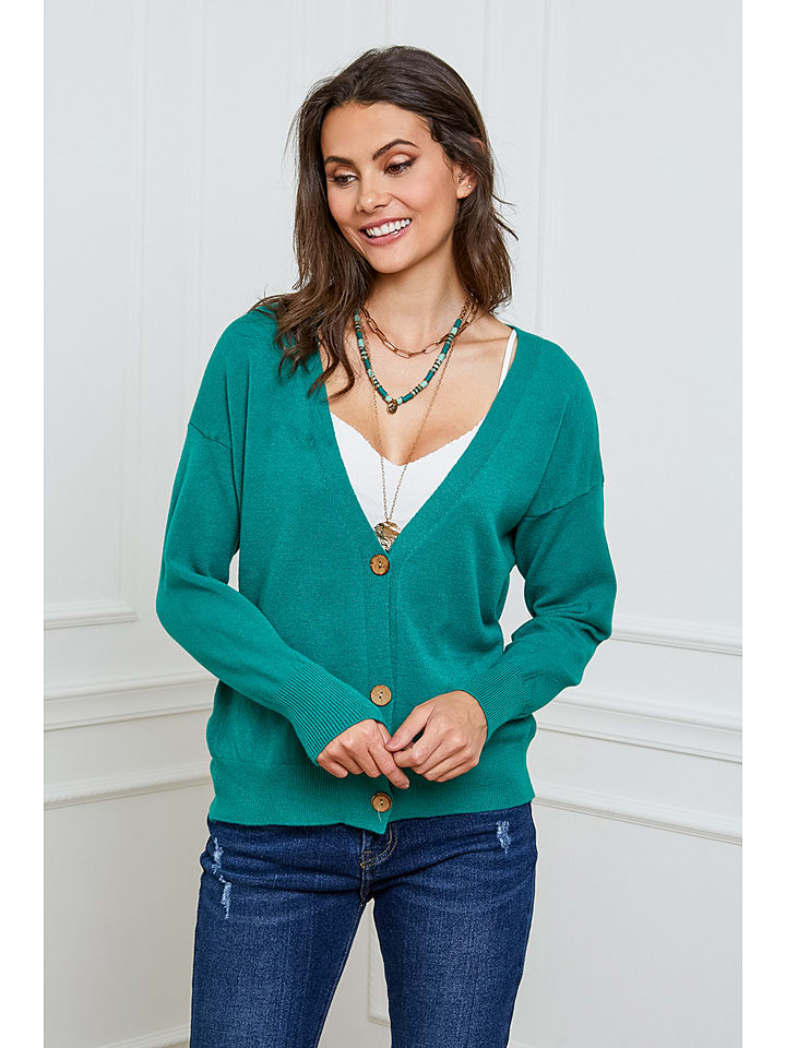 So Cachemire Kardigan "Gino" w kolorze zielonym rozmiar: XL