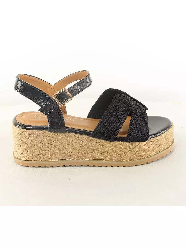 Sixth Sens Sandały w kolorze czarnym na koturnie rozmiar: 38