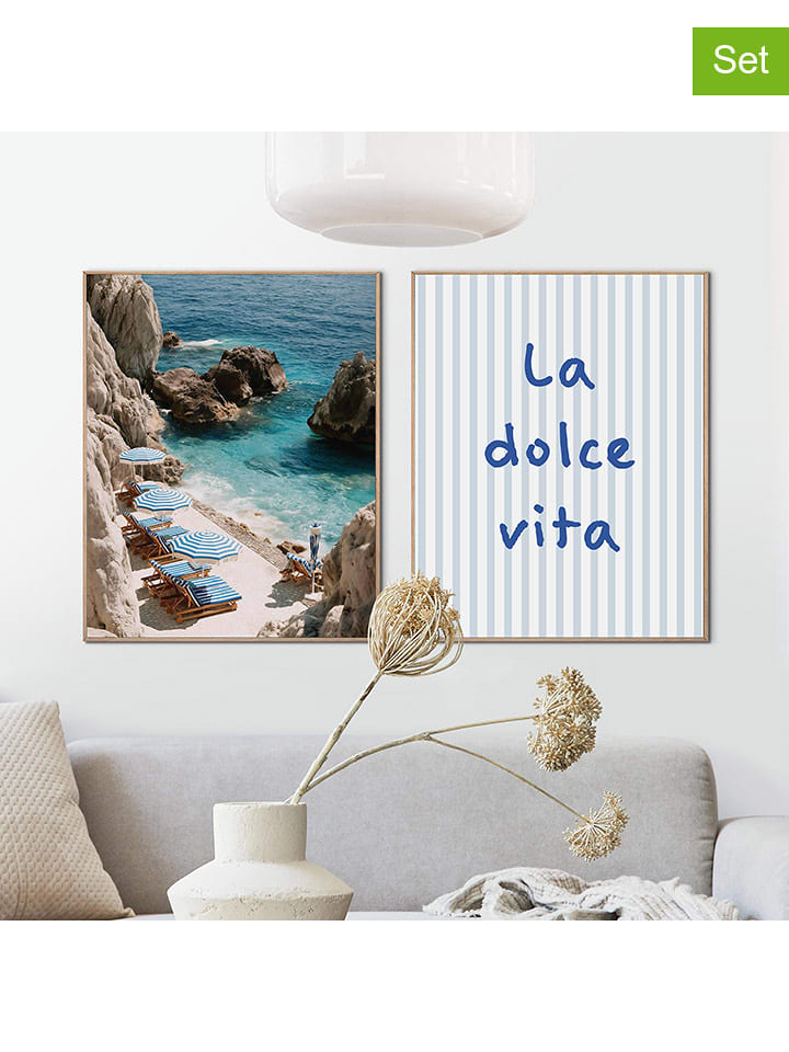 Orangewallz Druki artystyczne (2 szt.) "La Dolce Vita" w ramce rozmiar: 40x50 cm