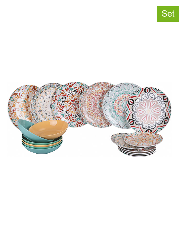 Villa d´Este 18-częściowy zestaw talerzy "Sharm" ze wzorem rozmiar: onesize