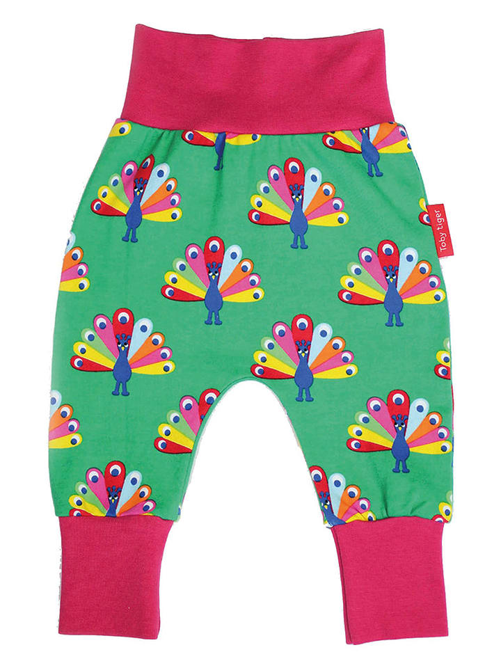 Toby Tiger Spodnie w kolorze różowo-zielonym rozmiar: 98