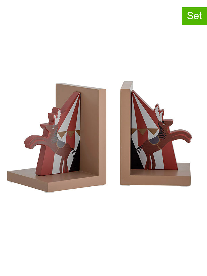 Bloomingville mini Podpórki (2 szt.) w kolorze beżowo-czerwonym do książek - 11 x 15 x 22 cm rozmiar: onesize