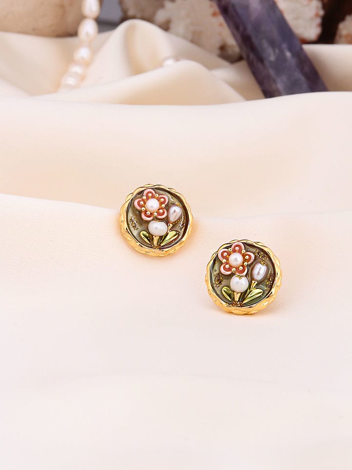 Pierres de Jade Pozłacane kolczyki-wkrętki z perłami rozmiar: onesize