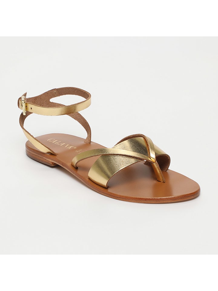 CALANK Skórzane sandały w kolorze złotym rozmiar: 36