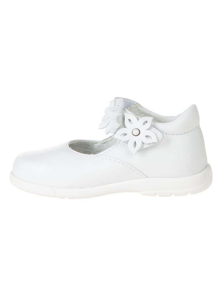 Primigi Skórzane baleriny w kolorze białym z paskiem rozmiar: 19