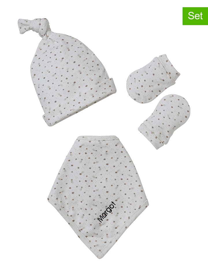 vertbaudet 3-częściowy zestaw zimowy w kolorze kremowym rozmiar: 80/86