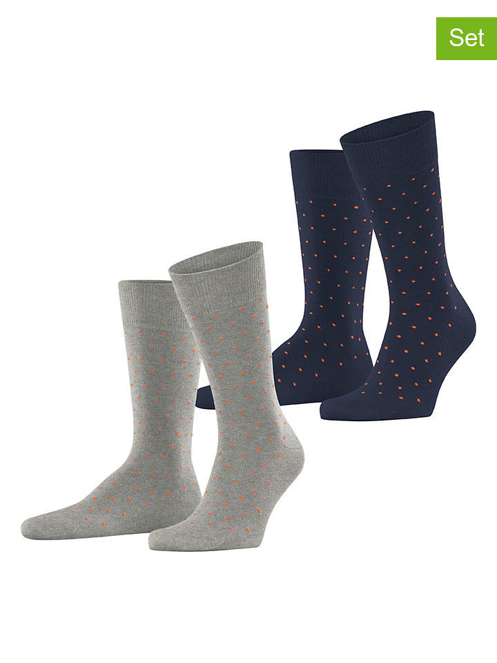 ESPRIT Skarpety (2 pary) "Fine Dot" w kolorze granatowo-szarym rozmiar: 43-46