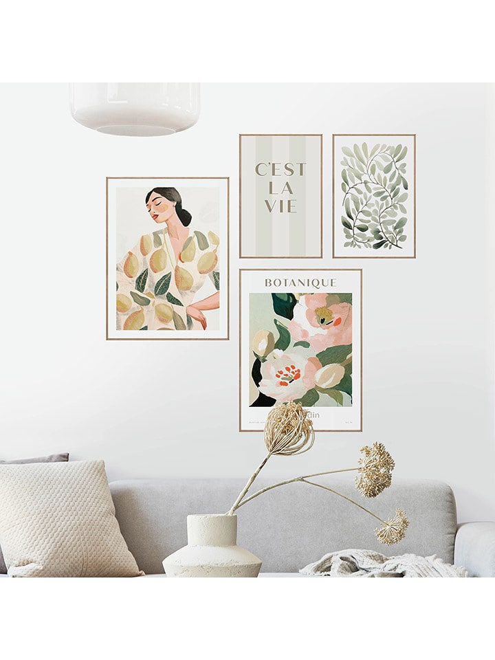 Orangewallz Druki artystyczne (4 szt.) "Spring Set" w ramce rozmiar: 30x40 cm