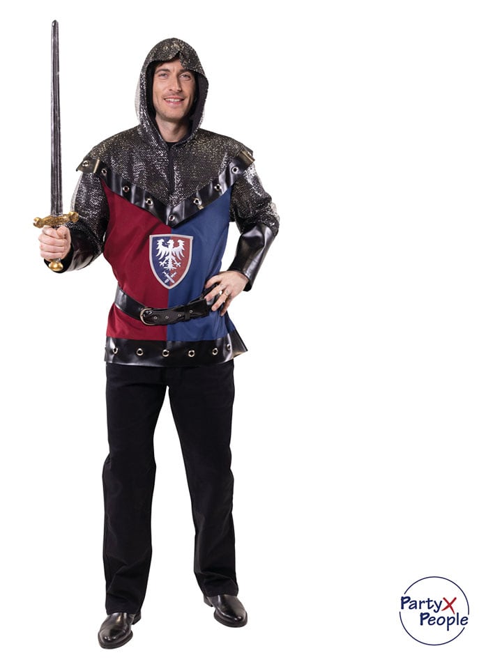 Party x People 2-częściowy kostium "Knight Artus" w kolorze niebiesko-czerwono-czarnym rozmiar: 56/58