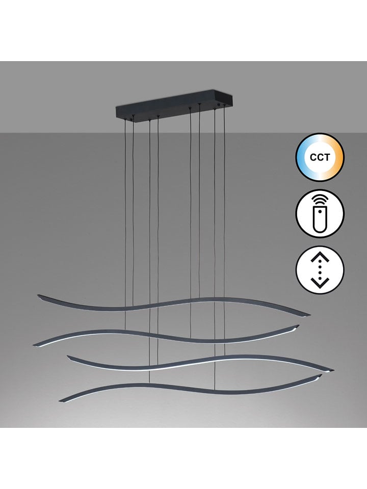 FISCHER & HONSEL Lampa wisząca LED "Fisk" w kolorze czarnym - 136 x 160 x 17 cm rozmiar: onesize