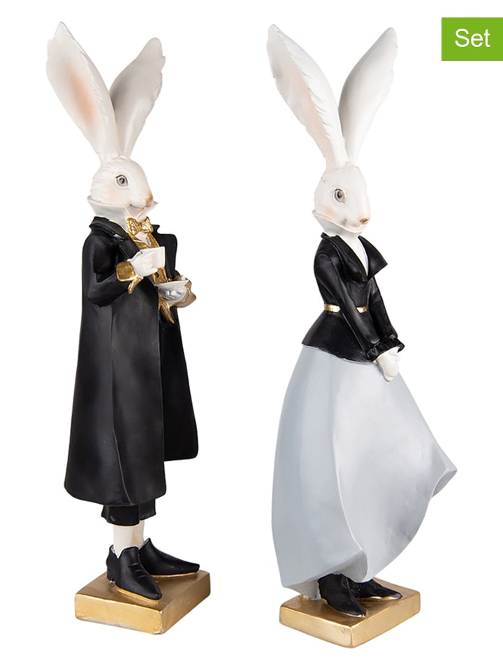 Clayre & Eef Figurki dekoracyjne (2 szt.) w kolorze czarno-szarym - 14 x 47 x 12 cm rozmiar: onesize